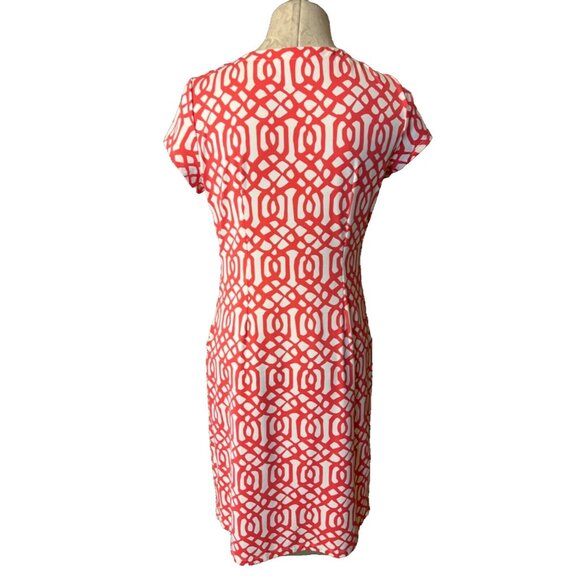 J McLaughlin Dress M Medium Pink White Pockets Short Sleeve Washable Summer - Picture 4 of 7